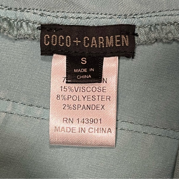 NWOT Coco + Carmen Green Acid Wash Elastic Waist Pull On Jeans - Picture 8 of 8